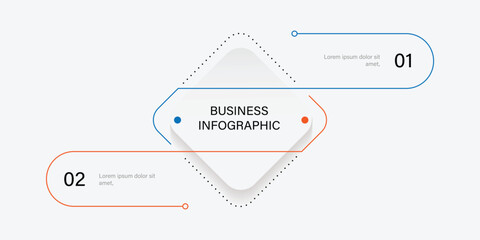 Design infographic template vector element 2 step process in the square shape. Vector banner information graphic and presentation
