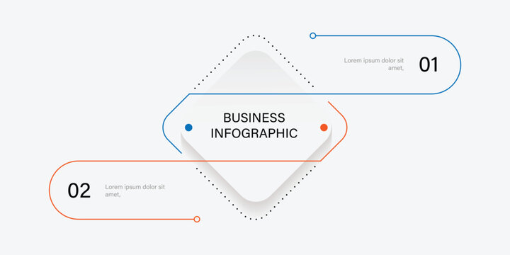 Design infographic template vector element 2 step process in the square shape. Vector banner information graphic and presentation