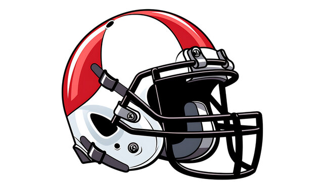 American football helmet equipment with protective mask and gear, isolated on a white background for sport and game illustrations