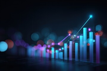 Abstract digital representation of financial growth, displaying charts with a bokeh background