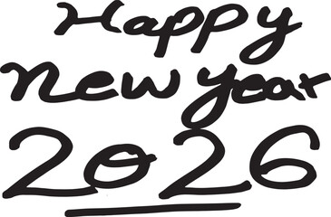 Handwritten Happy New Year 2026 Brushstroke Design Element