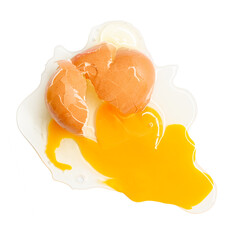 single broken egg with yolk isolated