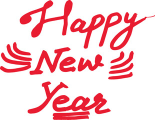 Minimalist 2026 Happy New Year Black Vector Lettering Element