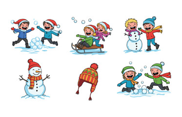 Fototapeta premium Winter fun and festivities icons for holiday design projects