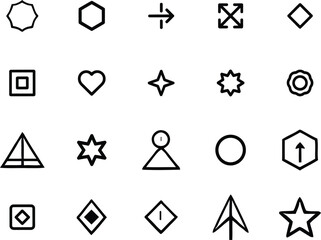 Minimal Geometric Outline Icon Set – Modern Abstract Shape Collection