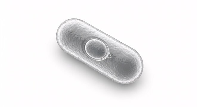 3D render of a single Clostridium bacterium with an endospore, isolated on a clean white background, representing microbiology and bacterial infection.