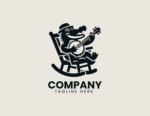Crocodile Musician Mascot Vector Logo Illustration