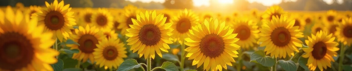 Obraz premium Golden Sunflowers Bowing Under Autumns Bounty A Vibrant Harvest Scene of Ripe Sunflowers Ready for Gathering in a Sun-Drenched Field