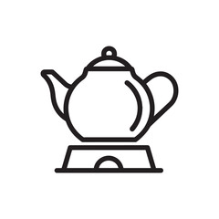 Vector art of icon of a teapot on a heating element, symbolizing brewing or hot beverage