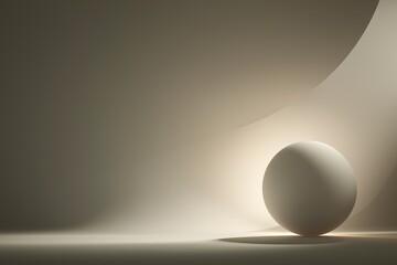 Single sphere in soft glowing light with warm tones and minimal background, calm abstract space.