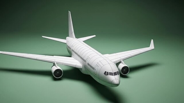 white 3d airliner model rotating studio shots.