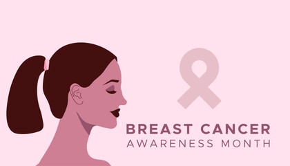 Breast cancer awareness month. Womabannern profile. Vector illustration, flat design