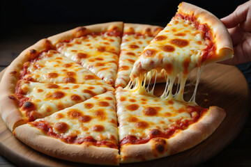 A Mouthwatering Cheese Pizza with a Perfect Crust and Melted Cheese, Captured in a High-Quality Studio Shot, Ideal for Food Blogs and Restaurant Menus