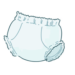 紙おむつ（パンツタイプ・ベビー用）の手描きイラスト