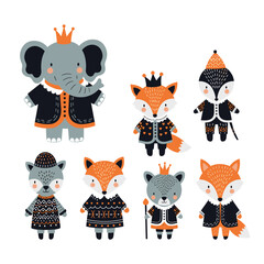 Whimsical animal royalty illustration with playful cartoon characters dressed in ornate clothing.