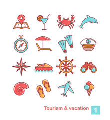 Vacation & tourism Color 1. Flat style color vector symbols isolated on white © Vitalii