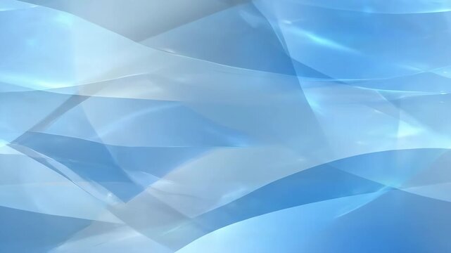 Seamlessly looping abstract background featuring translucent icy layers slowly shifting and overlapping with soft, cool light reflections winter, fluid, clean