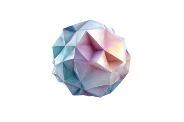 Abstract crystal gemstone reflecting soft rainbow colors on a dark backdrop isolated on transparent background