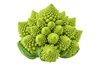 Isolated Romanesco broccoli head, green geometric vegetable with Fibonacci sequence
