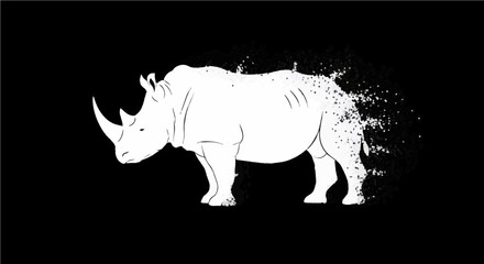 Obraz premium Majestic rhino illustration with unique artistic style, conveying strength and resilience for conservation campaigns and wildlife projects, originally scalable vector