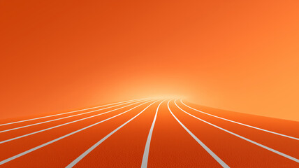 Orange Running Track with White Lines and Gradient Background

