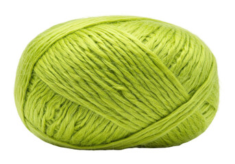 Isolated ball of green worsted wool yarn ready for a fiber arts knitting or crochet project