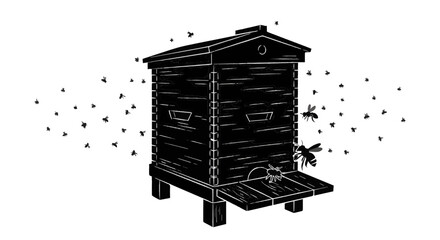 Buzzing beehive illustration, a symbol of nature's sweet industry, perfect for honey brands, beekeeping businesses, and eco-conscious campaigns