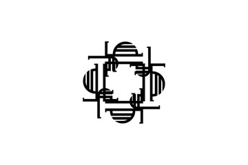 Abstract Geometric Logo – Symmetrical Black & White Pattern for Modern Minimalist Branding & Decoration