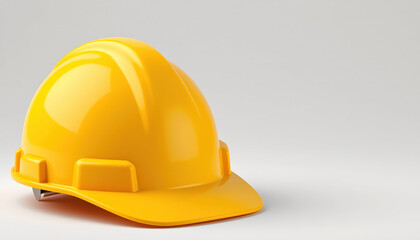Fototapeta premium Yellow safety helmet with smooth surface and sturdy design for construction and industrial protection