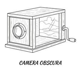camera obscura line art black white