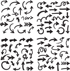 Hand drawn arrow vector set arrows pointers direction signs collection