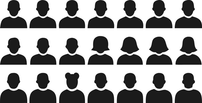 Diverse group silhouettes representing people and community in digital design concepts