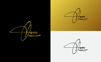 signature initial letter logo design