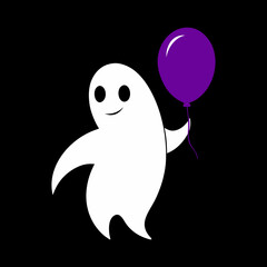 vector illustration of a white ghost on black background