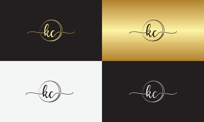 signature initial letter logo design