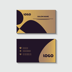 Elegant gold and dark business card design for a salon