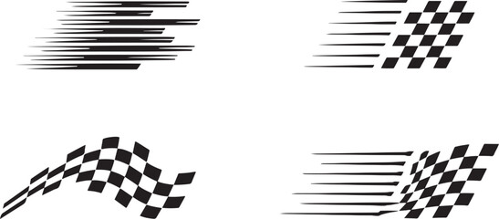 Black and white racing flag graphic elements checkered flag