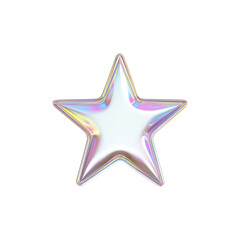 Obraz premium Holographic Iridescent Star Shape. Symbol Of Creativity And Innovation Isolated On Transparent Background