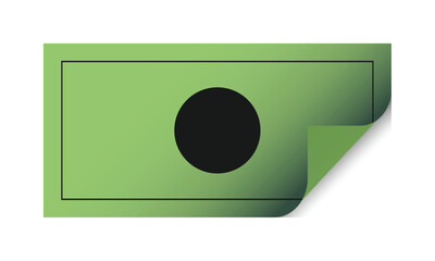 Curled us currency banknote with black circle for mockup and design