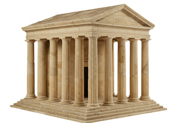 Naklejka premium Isolated stone Greek temple building architecture, archaeological landmark remains, antique columns