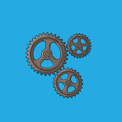Mechanical Gears Interlocking and Rotating Together in a Conceptual Representation of Engineering and Progress