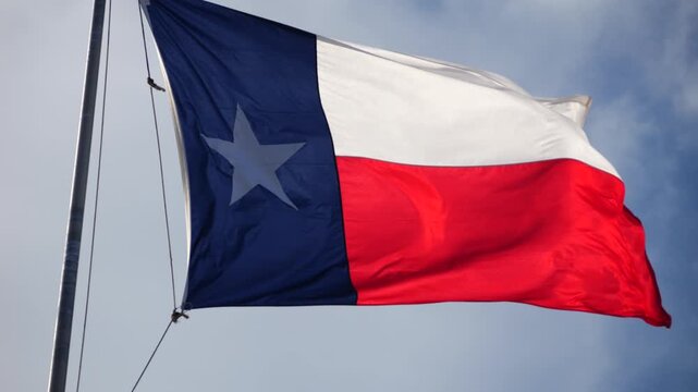 Texas Flag flying in wind