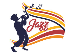 Stylish Jazz Music Vector with Saxophone and Treble Clef Design
