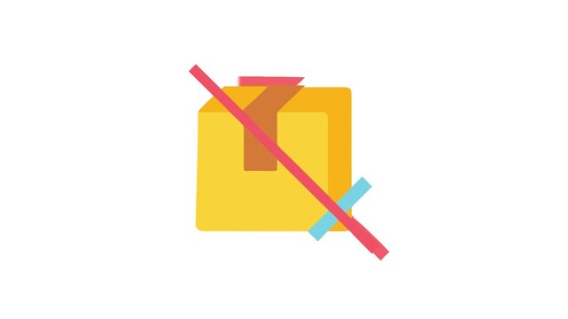 Box with cross graphic representing restrictions and prohibitions