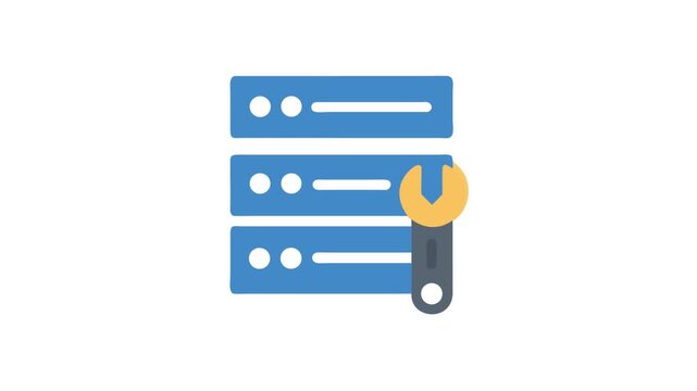 Server maintenance illustration: Data storage with spanner on White Background