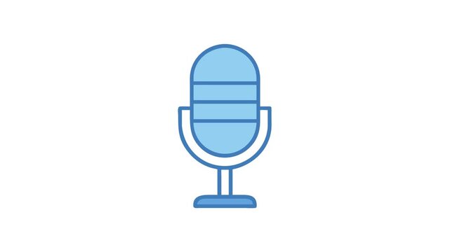Vintage blue microphone icon on a White Background image