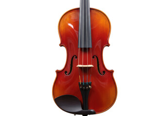 Isolated shiny reddish brown violin with black chinrest for classical orchestra music