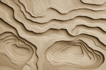 Abstract, topographic rendering of layered sandstone in varying shades of beige