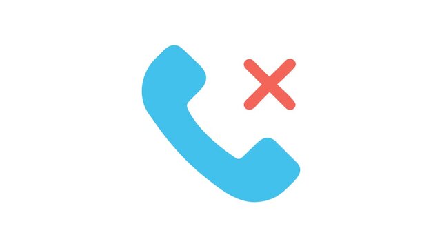 Disconnected call icon with cancel cross mark on White
