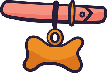 Dog Collar Cute Icon. Puppy Pet Symbol
